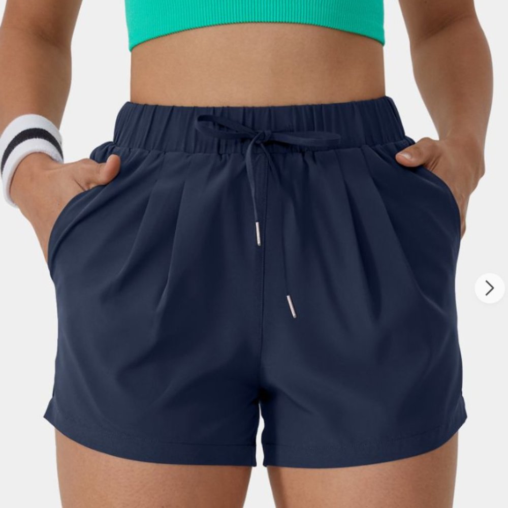 HALARA High Waisted Elastic Waist 3" Ruched Side Pocket Casual Shorts Sz XL